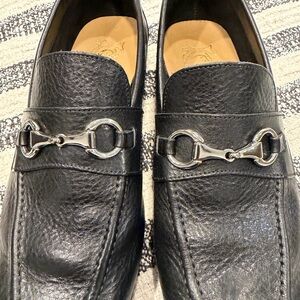 Black Italian Leather Loafers with Silver Detailing - Roland Designer